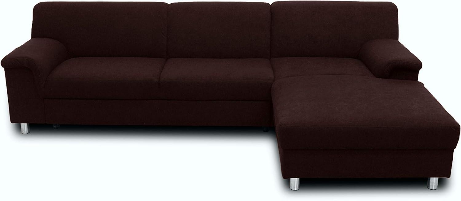 DOMO. collection Jamie Ecksofa, Sofa mit Schlaffunktion, Couch in L-Form, modernes Schlafsofa, braun, 251x150x72 cm Bild 1