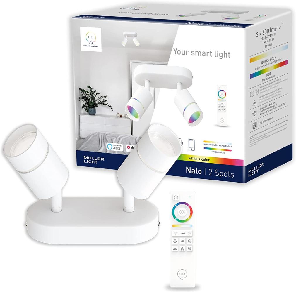 Müller Licht tint 2er LED Spot Nalo weiß 20 x 9 cm weiß RGBW Smart Home Bild 1