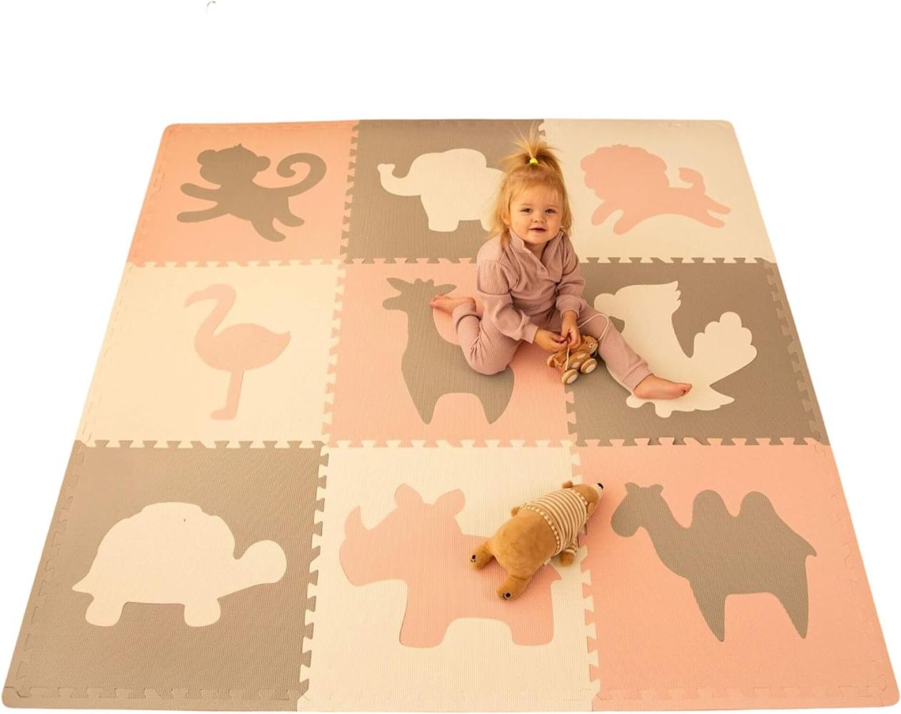 Hakuna Matte große Puzzlematte für Babys 1,8x1,8m – 9 XXL Platten 60 x 60cm mit Tieren – 20% dickere Spielmatte in Einer umweltfreundlichen Verpackung – schadstofffreie, geruchlose Krabbelmatte Bild 1