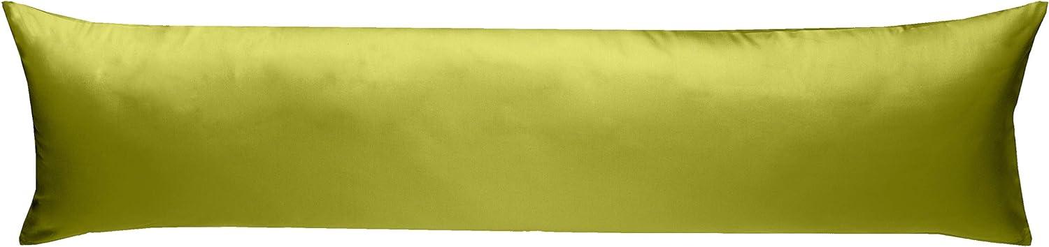 Bettwaesche-mit-Stil Mako-Satin Seitenschläferkissen Bezug aus 100% Baumwolle (Baumwollsatin) Uni/einfarbig (40 cm x 145 cm, Grün) Bild 1