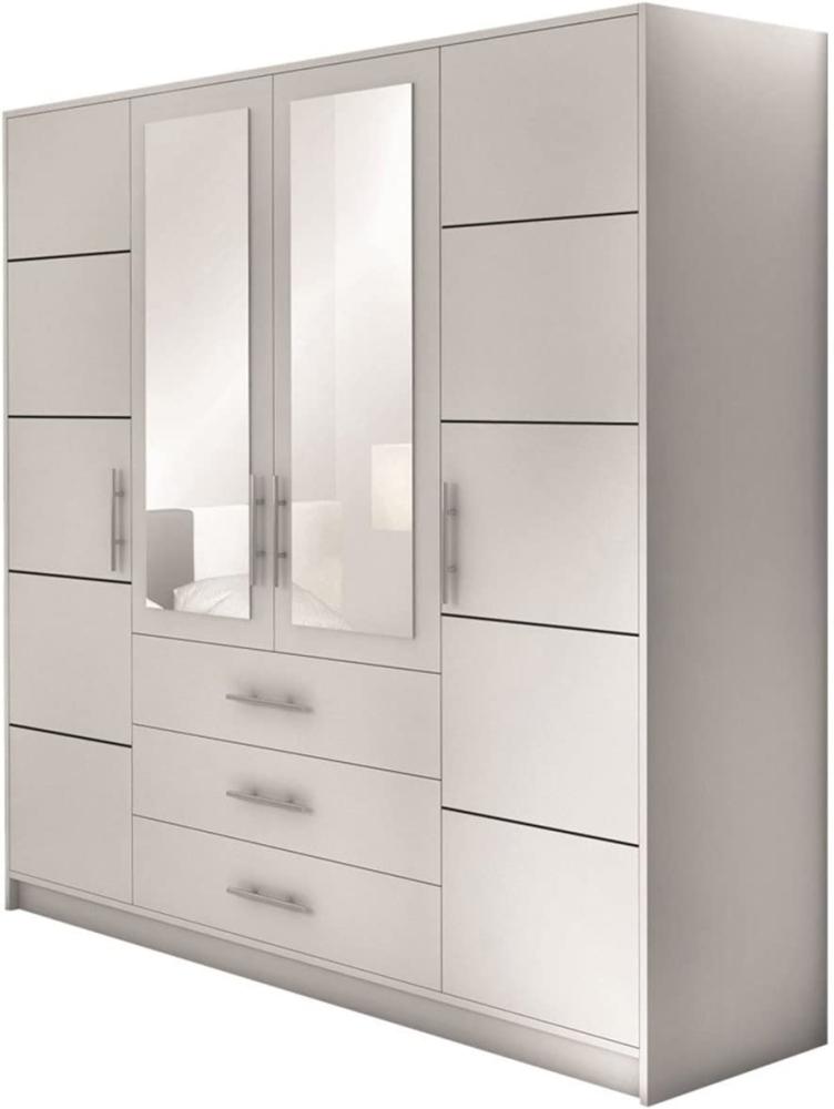 'Bado 4D' Kleiderschrank mit Schubladen und Spiegel, Laminatplatte weiß, 200 x 58 x 195 cm Bild 1