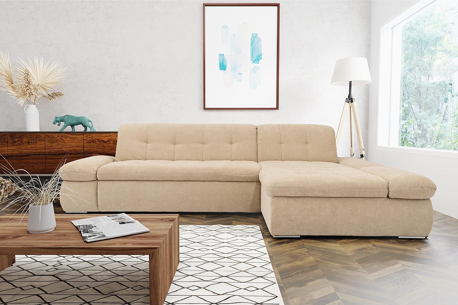 Domo Collection Ecksofa Moric / Eckcouch mit Bett / Sofa mit Schlaffunktion in L-Form Couch mit Armlehnfunktion/ 300x172x80 cm / Schlafsofa in beige Bild 1