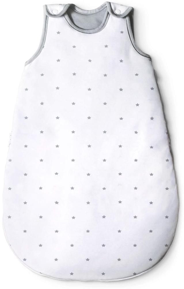 Ehrenkind® Babyschlafsack Rund | Bio-Baumwolle | Ganzjahres Schlafsack Baby Gr. 86/92 Farbe Weiß mit grauen Sternen Bild 1