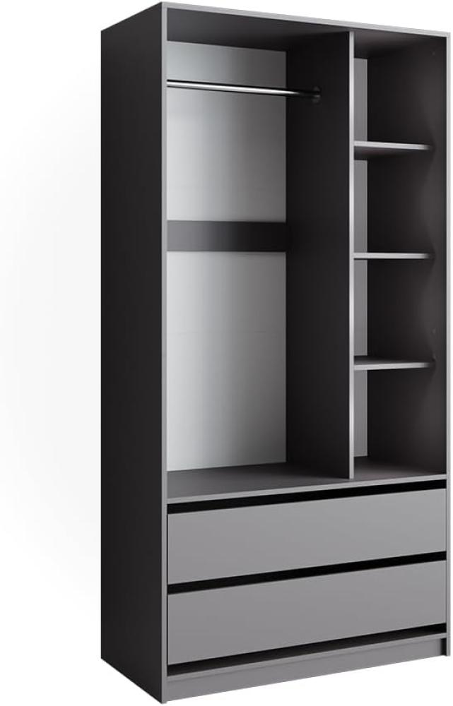 Vicco Kleiderschrank Elmo Anthrazit 100 x 200 cm mit 2 Schubladen Bild 1