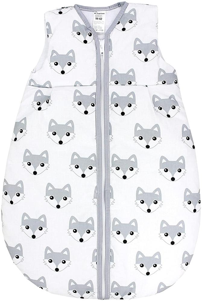 TupTam Baby Ganzjahres Schlafsack Ärmellos Wattiert, Farbe: Füchse Weiß/Grau, Größe: 56-62 Bild 1