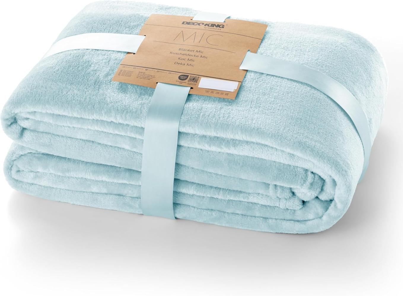 DecoKing Kuscheldecke 150x200 cm hellblau Decke Microfaser Tagesdecke Fleece weich sanft kuschelig Baby Blue Mic Bild 1