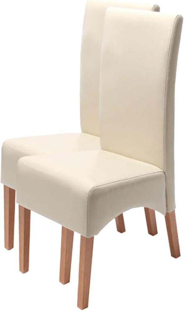 2er-Set Esszimmerstuhl Küchenstuhl Stuhl Latina, LEDER ~ creme, helle Beine Bild 1