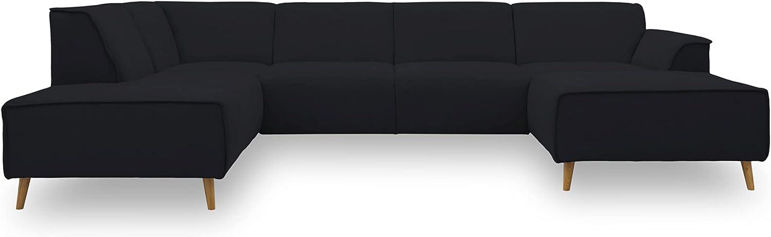 DOMO Collection Jules Wohnlandschaft, Skandinavisches Sofa mit Federkern, Couch in U-Form, schwarz, 191x333x159 cm Bild 1