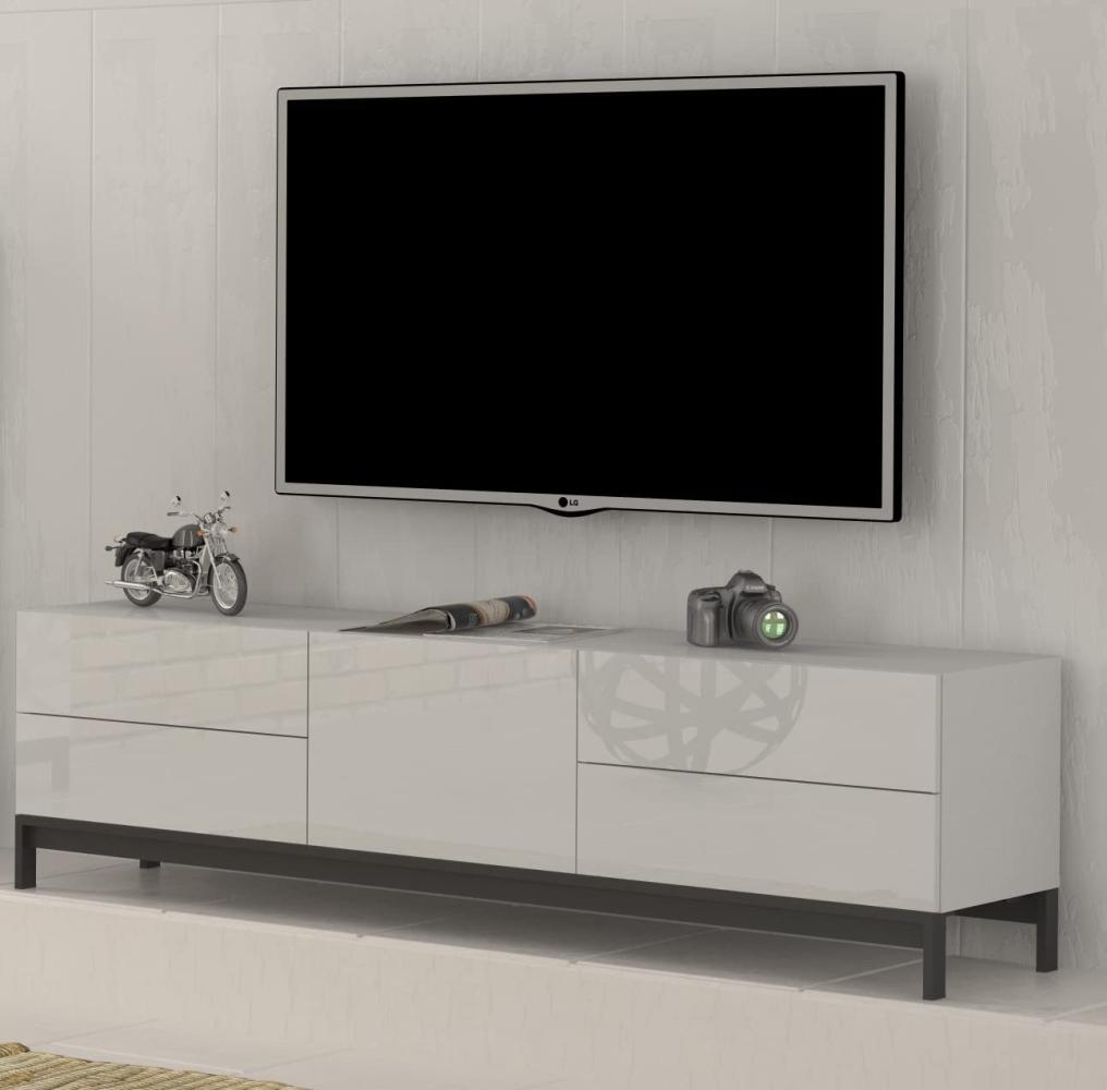 TV-Board >Mercogliano< in Weiß-Hochglanz - 170x47. 7x40cm (BxHxT) Bild 1