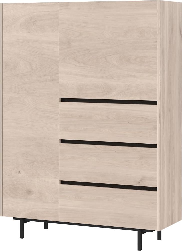 Germania Highboard 1149-627 GW-Cantoria, in Eiche/Schwarz, Zwei Türen und DREI Schubladen, 109 x 150 x 40 cm (BxHxT) Bild 1