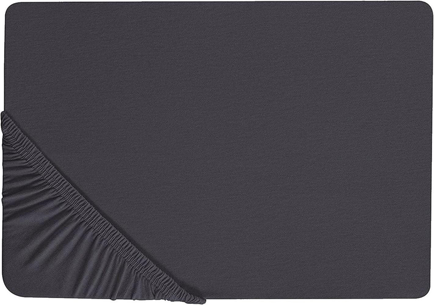 Spannbettlaken schwarz Baumwolle 200 x 200 cm HOFUF Bild 1