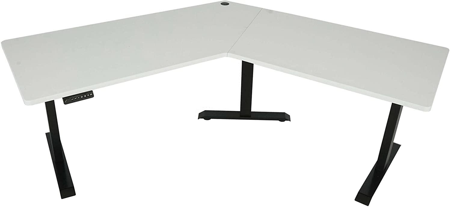 Schreibtisch HWC-D40, Computertisch, 120° elektrisch höhenverstellbar ~ weiß, schwarz Bild 1