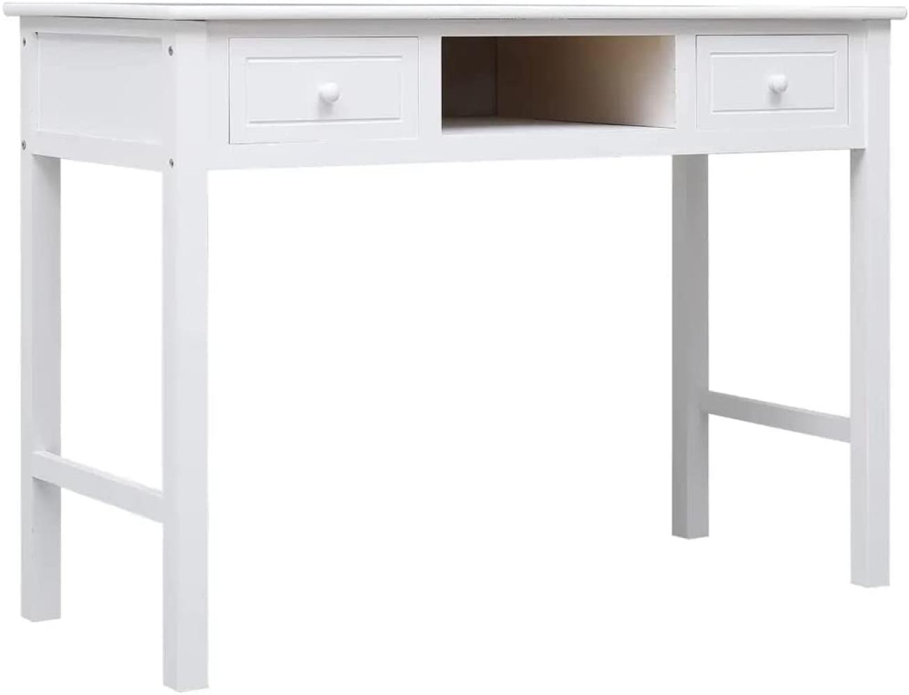 Schreibtisch Weiß 108x45x76 cm Massivholz Paulownia Bild 1