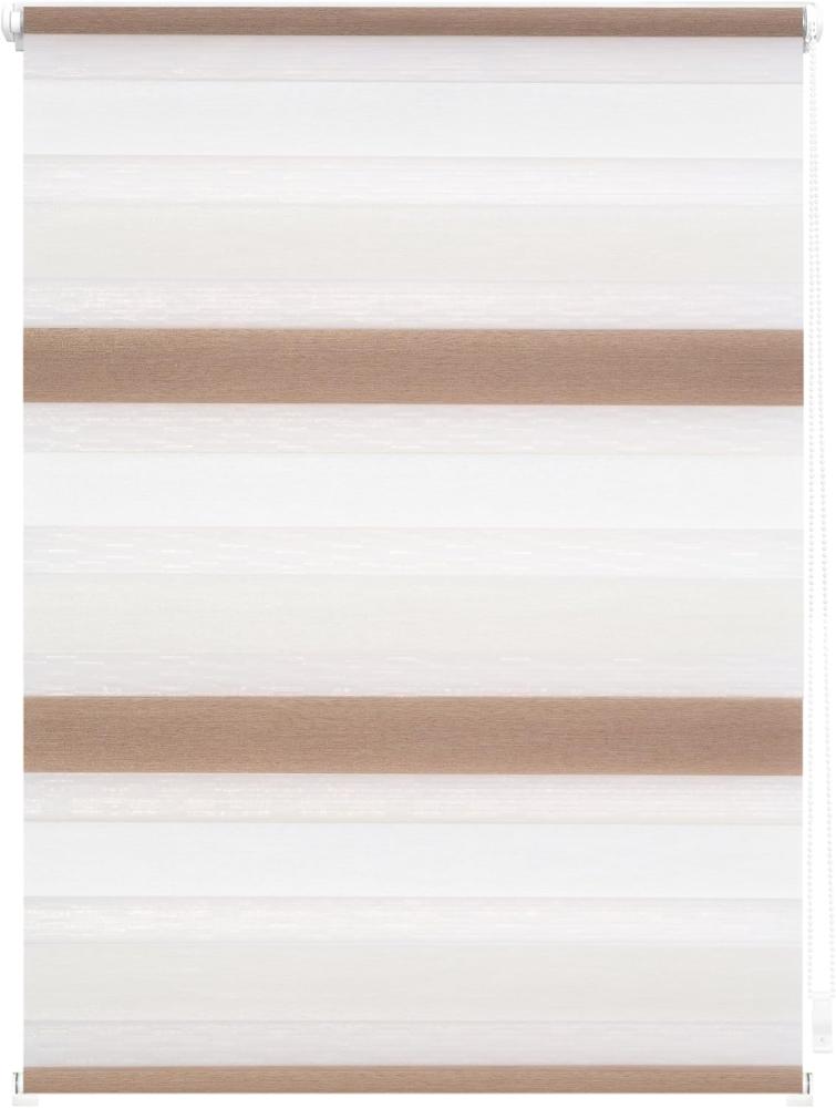 Lichtblick Doppelrollo Klemmfix ohne Bohren, Streifen Bunt, Blickdicht, Klemmträger-Montage, Sichtschutz, Wandmongtage, Deckenmontage, für Fenster und Türen Creme - Weiß - Braun,60 cm x 150 cm (B x L) Bild 1