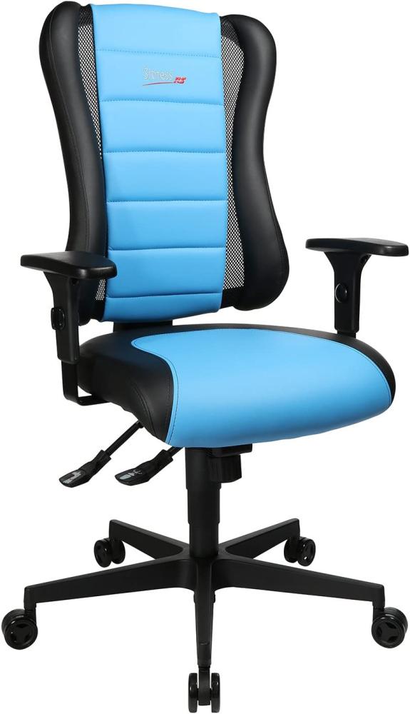 Topstar Sitness RS Büro-/Gaming-/Schreibtisch- Stuhl, inkl. Armlehnen, Stoff, blau / schwarz, 60 x 68 x 120 cm Bild 1