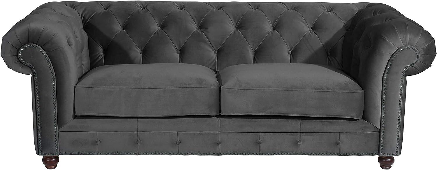 Orleans Sofa 2,5-Sitzer Samtvelours Anthrazit Buche Nussbaumfarben Bild 1