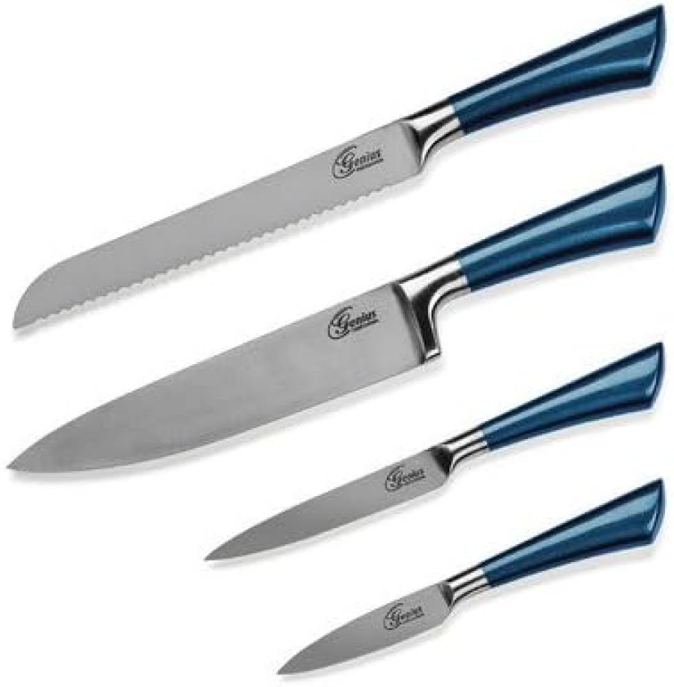 Genius - Profi Messer-Set 4-tlg. blau Edelstahl Küchenmesser Kochmesser 21274 Bild 1