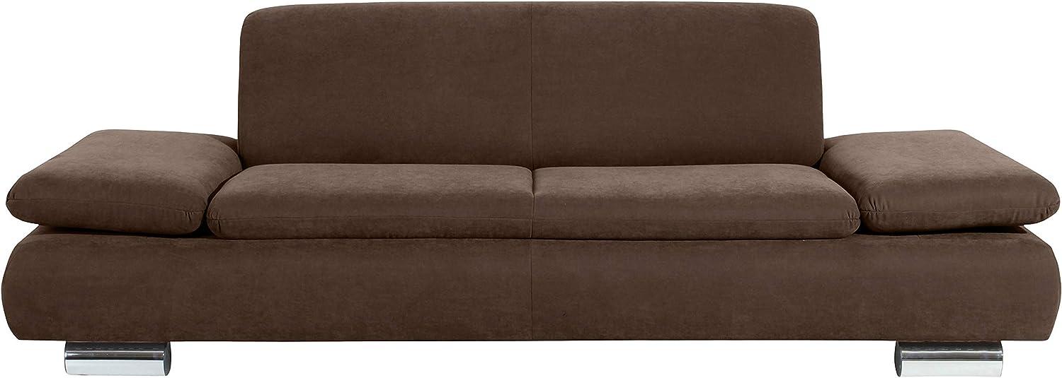 Terrence Sofa 2,5-Sitzer Veloursstoff Braun Metallfüße verchromt Bild 1