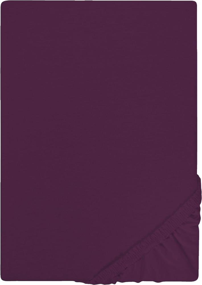 Castell Jersey-Stretch Spannbettlaken 90x200 cm - 100x200 cm Dunkel Violett Bild 1
