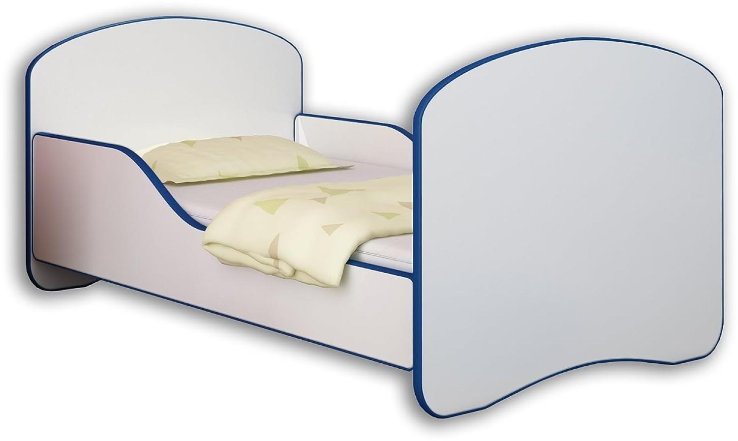 ACMA Jugendbett Kinderbett mit Einer Schublade und Matratze Weiß I 140 160 180 (180x80 cm, Blau) Bild 1