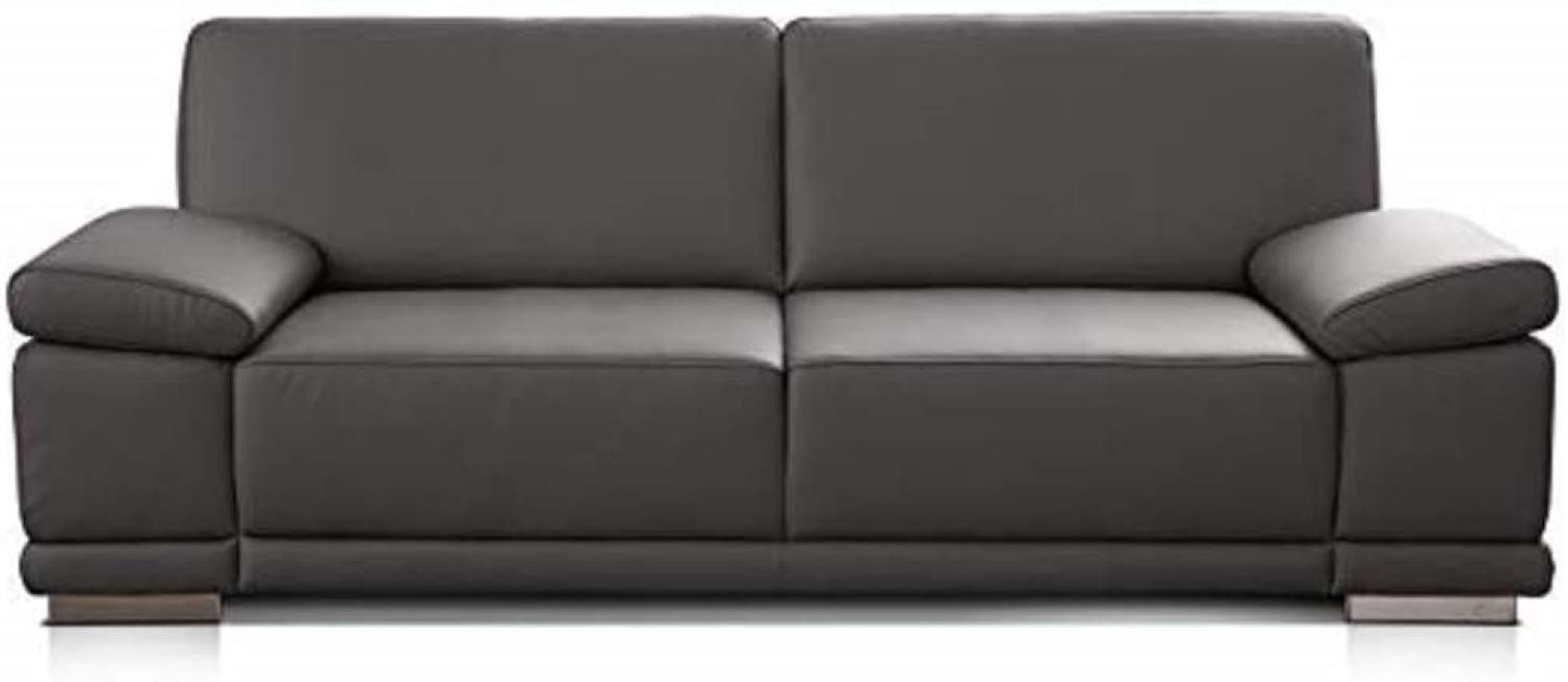 CAVADORE 2,5-Sitzer Sofa Corianne in Kunstleder / Kleine Leder-Couch in hochwertigem Kunstleder und modernem Design / Mit Armteilfunktion / 191 x 80 x 99 / Kunstleder grau Bild 1