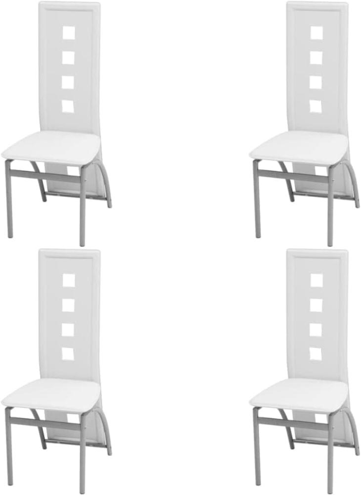 Sets Esszimmerstühle mit Lehne bis zum Boden und Löchern, Kunstleder, 4 Stühle Weiß Bild 1