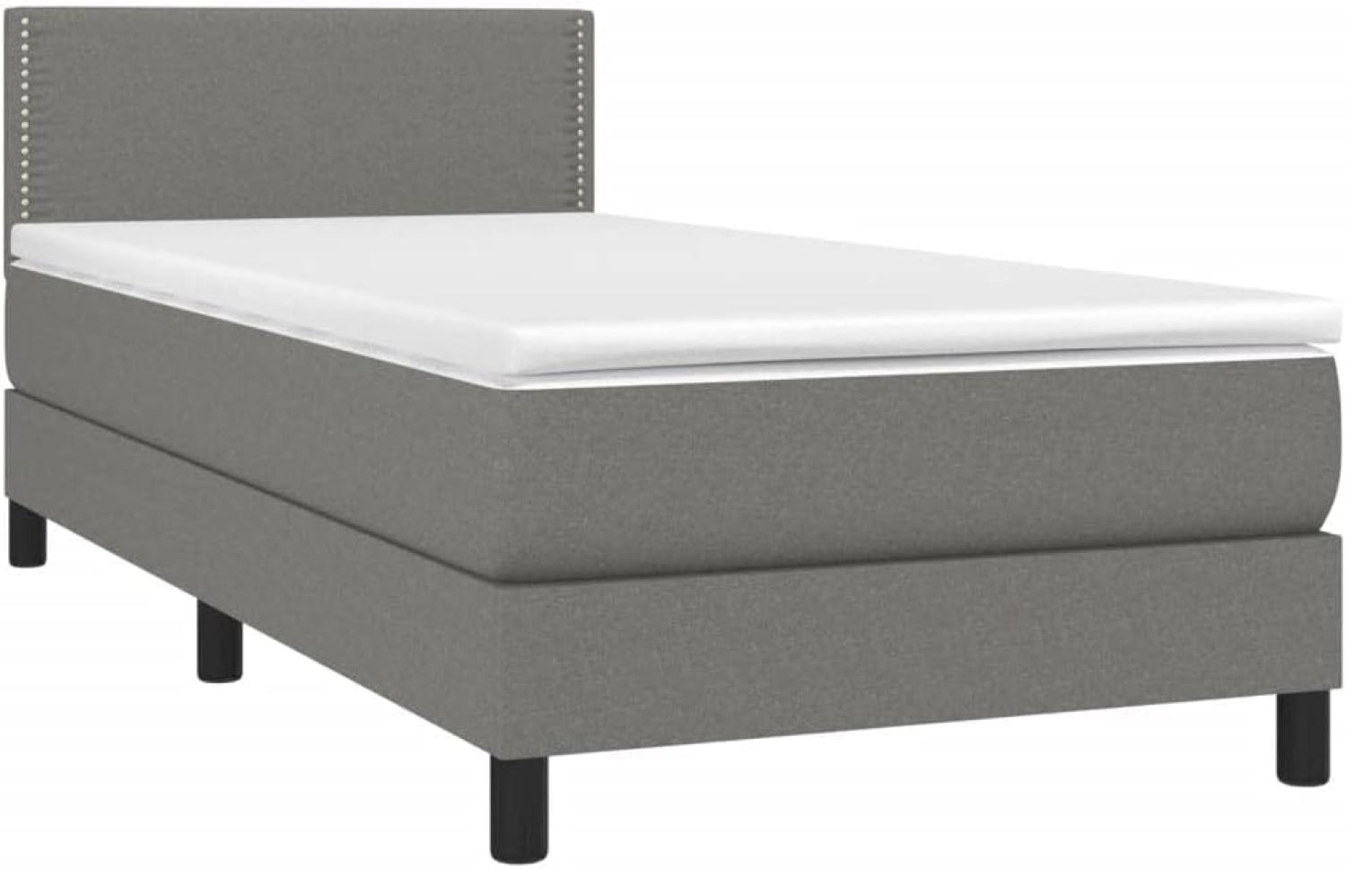 vidaXL Boxspringbett mit Matratze & LED Dunkelgrau 100x200 cm Stoff Bild 1