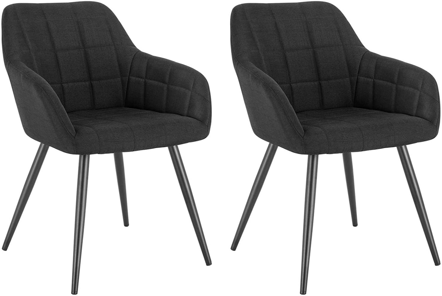 2er-Set Esszimmerstühle aus Leinen Modell Rita schwarz Bild 1