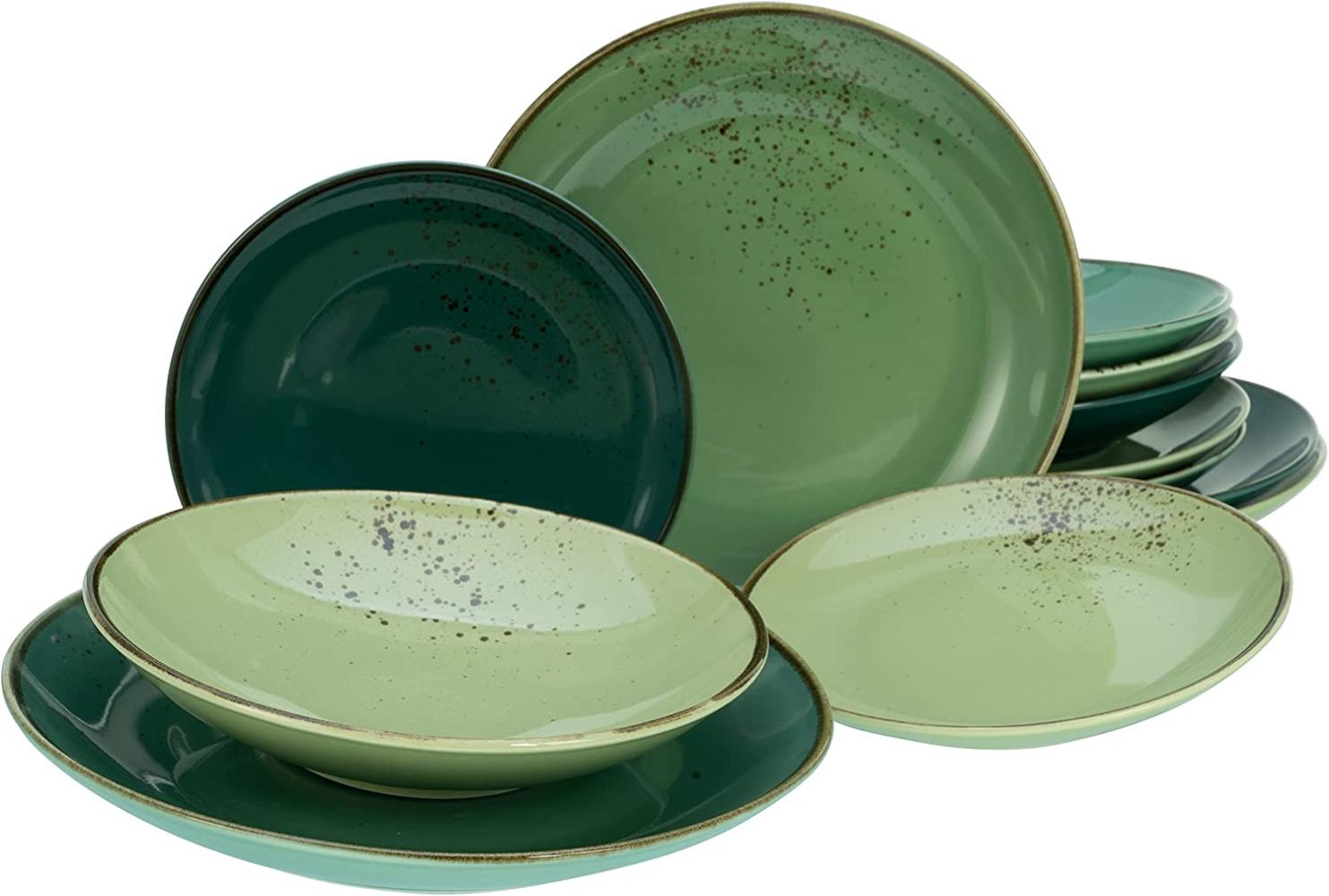 CreaTable 33322 Tafelservice Nature Collection Green Life für 6 Personen, Steinzeug, grün (1 Set, 12-teilig) Bild 1