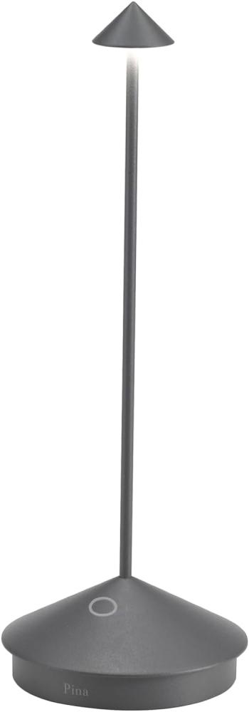 Zafferano, Pina Lamp, Kabellose wiederaufladbare Tischleuchte mit Touch Control, Auch als Außenleuchte verwendbar, Dimmer, 2200-3000 K, Höhe 29 cm, Farbe Dunkelgrau Bild 1