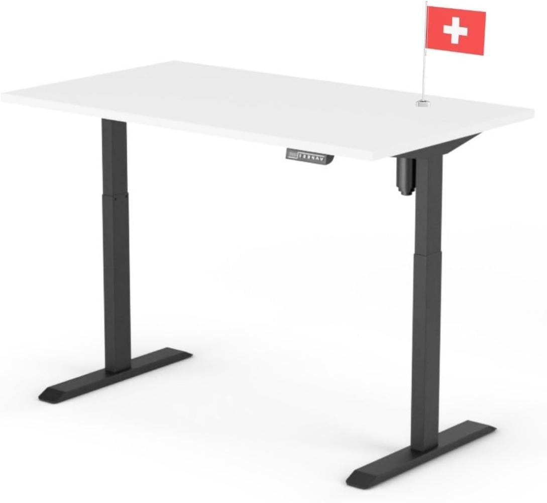 elektrisch höhenverstellbarer Schreibtisch ECO 140 x 60 cm - Gestell Schwarz, Platte Weiss Bild 1