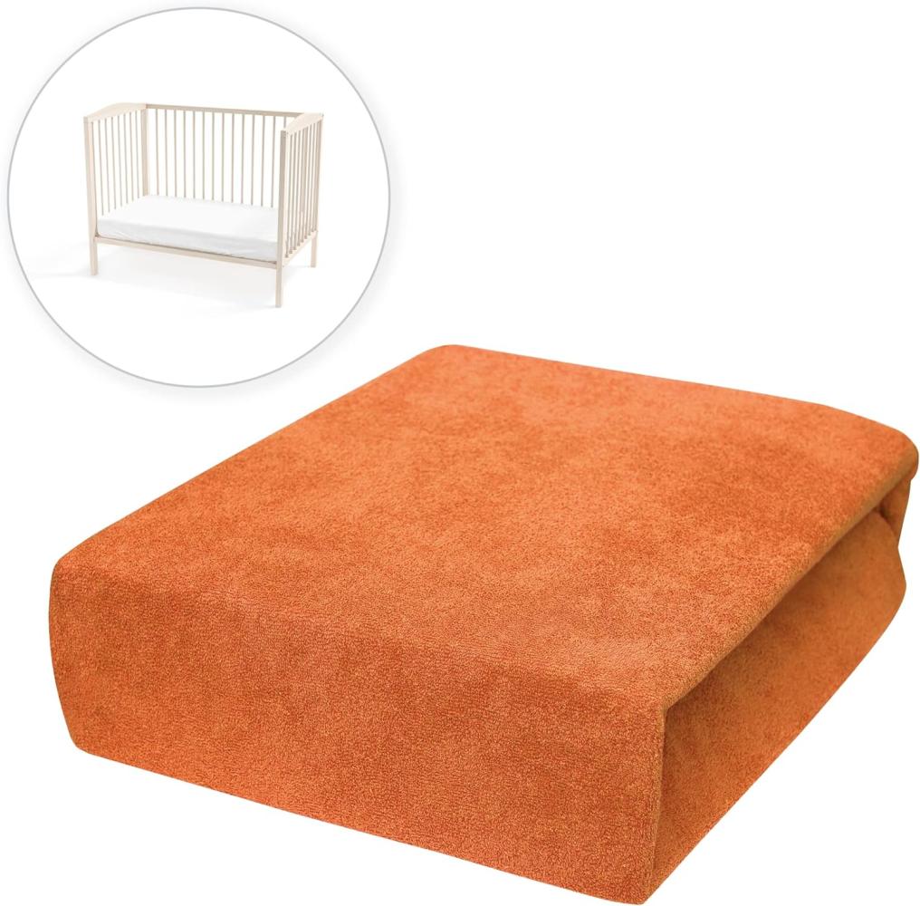 Frottier Spannbettuch passend zu 160 x 70cm Kinderbett Matratze - Orange Bild 1