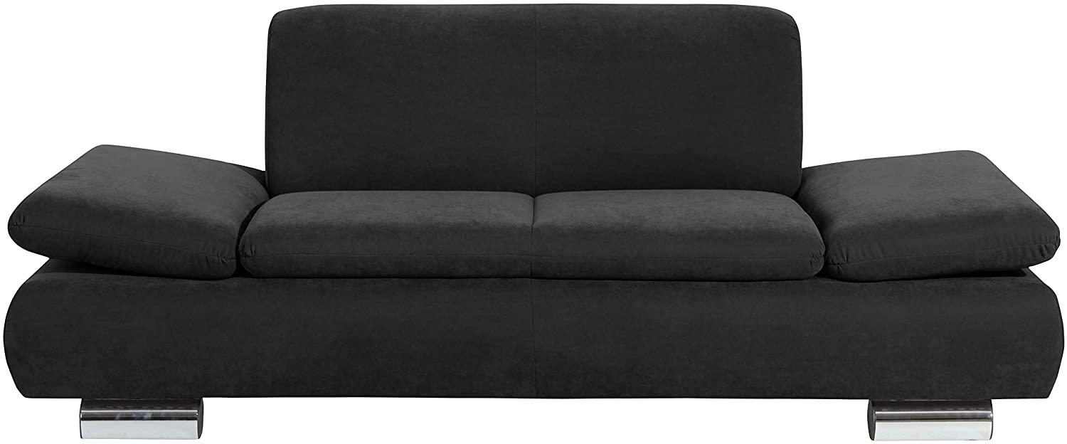 Terrence Sofa 2-Sitzer Veloursstoff Schwarz Metallfüße verchromt Bild 1