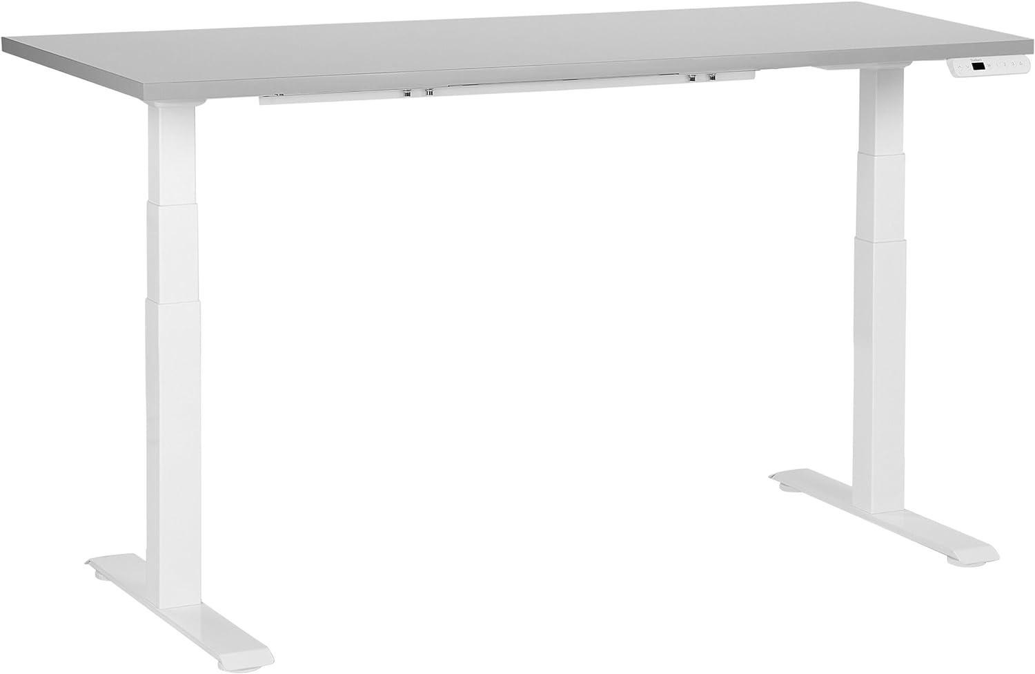 Schreibtisch grau weiß 160 x 72 cm elektrisch höhenverstellbar DESTINES Bild 1