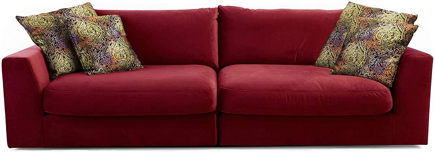 CAVADORE Big Sofa "Fiona"/ XXL-Couch mit tiefen Sitzflächen und weicher Polsterung / modernes Design / 274 x 90 x 112 / Samt rot Bild 1