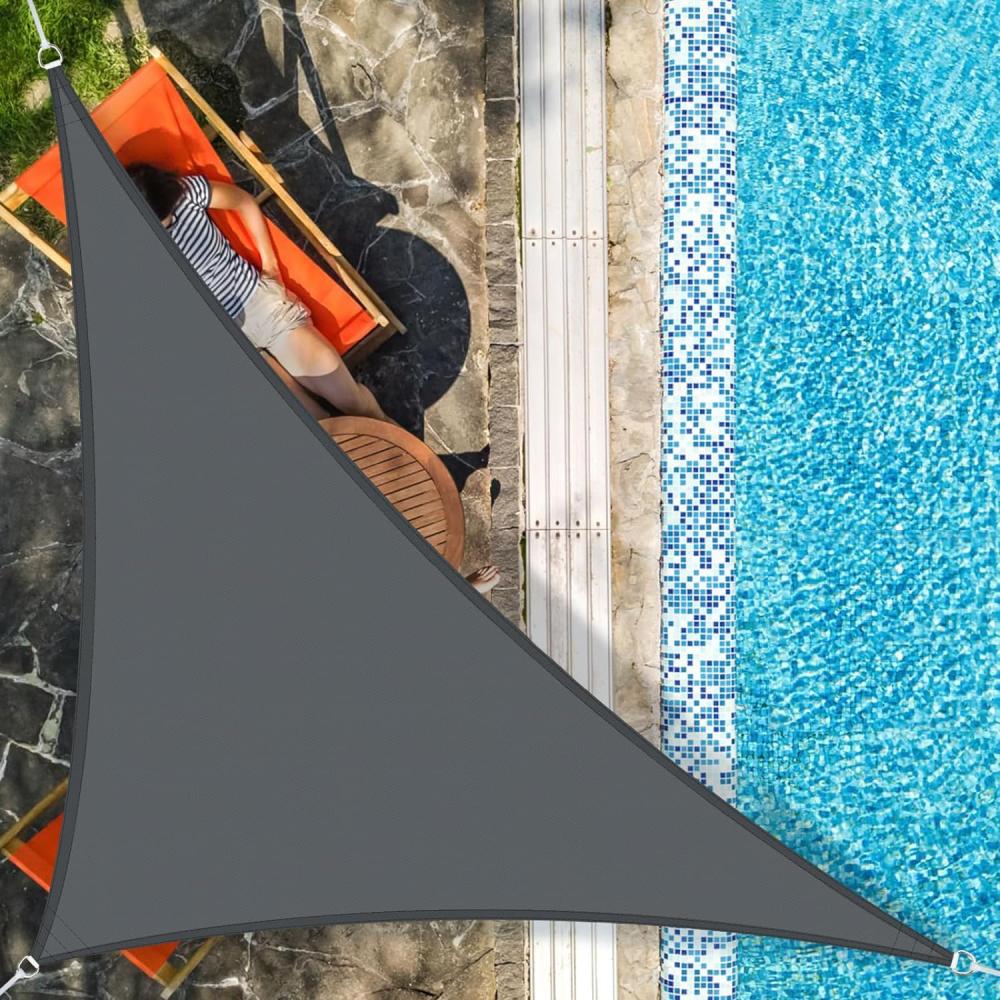 AXT SHADE Sonnensegel Wasserdicht Dreieck Rechtwinklig 5x5x7m Wetterschutz Sonnenschutz PES Polyester mit UV Schutz für Terrasse Balkon Garten-Grau Anthrazit(Wir Machen Sondergrößen) Bild 1