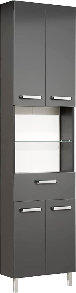 Pelipal Badezimmerschrank; 311 in Grau-Anthrazit, Glanz, 50 cm breit | hochschrank; mit 4 Türen, 1 Schubkasten und 4 Glas-Einlegeböden Bild 1