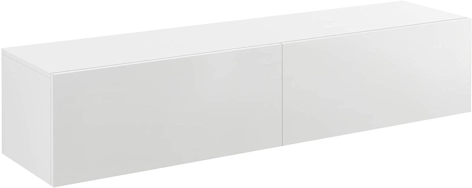 Hängeboard Evaton 140x33x30 cm mit 2 Ablageflächen Weiß Hochglanz en. casa Bild 1