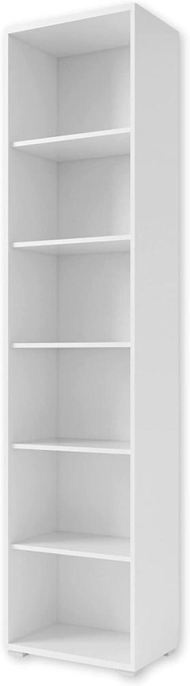 OFFICE LINE Aktenregal in Weiß - Schmales Standregal mit 6 offenen Fächern - Modernes Büromöbel Komplettset - 52 x 220 x 35 cm (B/H/T) Bild 1