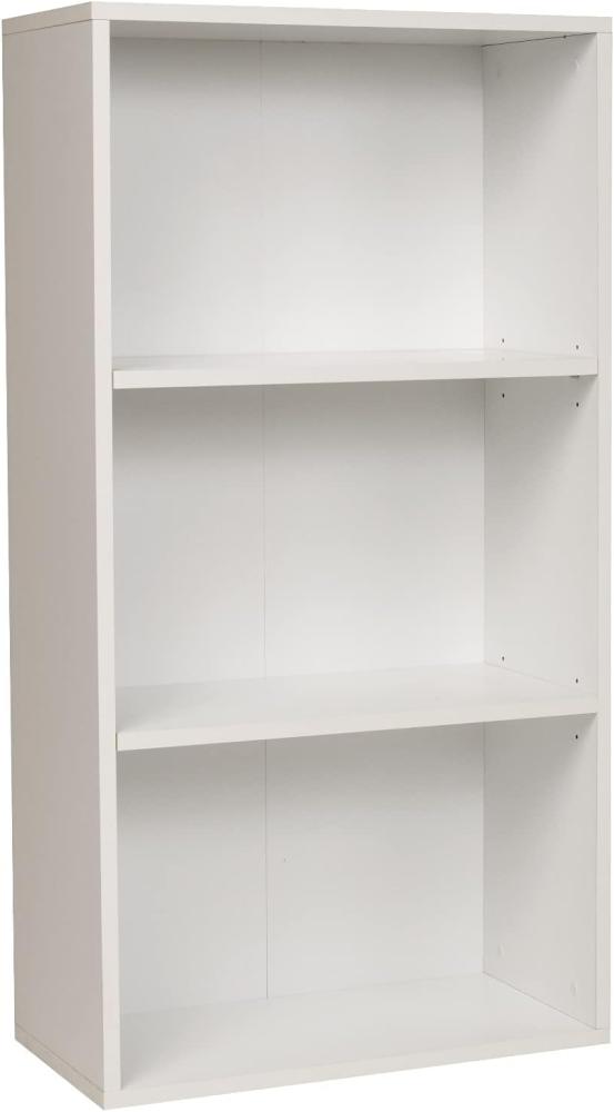 furni24 Breites Bücherregal mit 3 Fächern, Holzregal, Würfelregal, Aufbewahrungsregal, weiß, 60x31x115h Bild 1