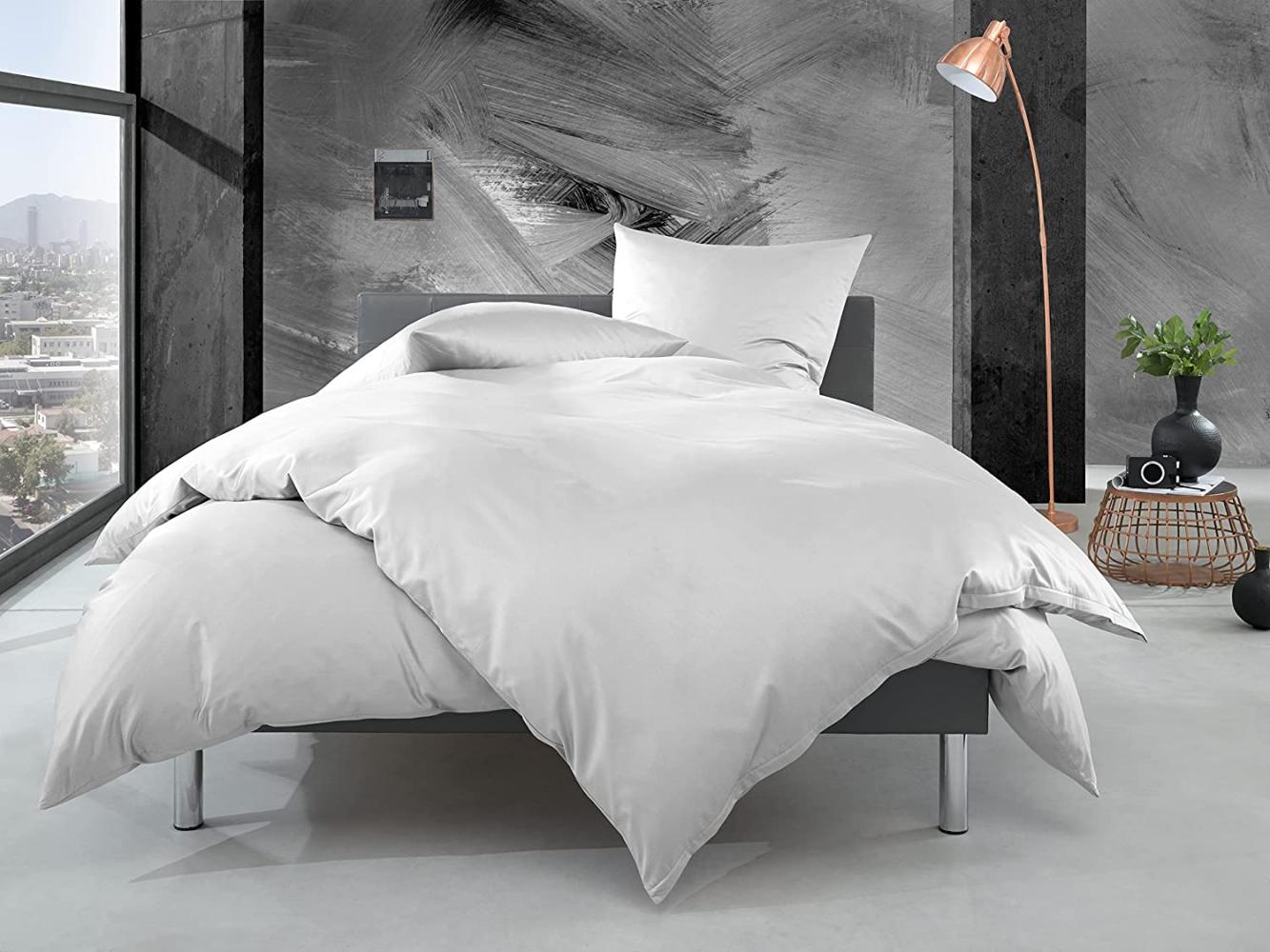 Bettwaesche-mit-Stil Mako Perkal Bettwäsche uni / einfarbig weiß Kissenbezug 40x80 cm Bild 1