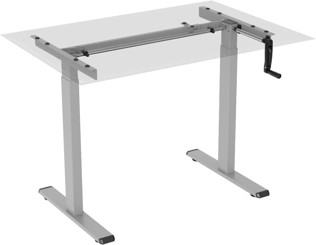 HOKO® Basic höhenverstellbarer Schreibtisch mit Kurbel Tischfüßer Tischgestell mit 2-Fach Hebe Beine Grau Bild 1
