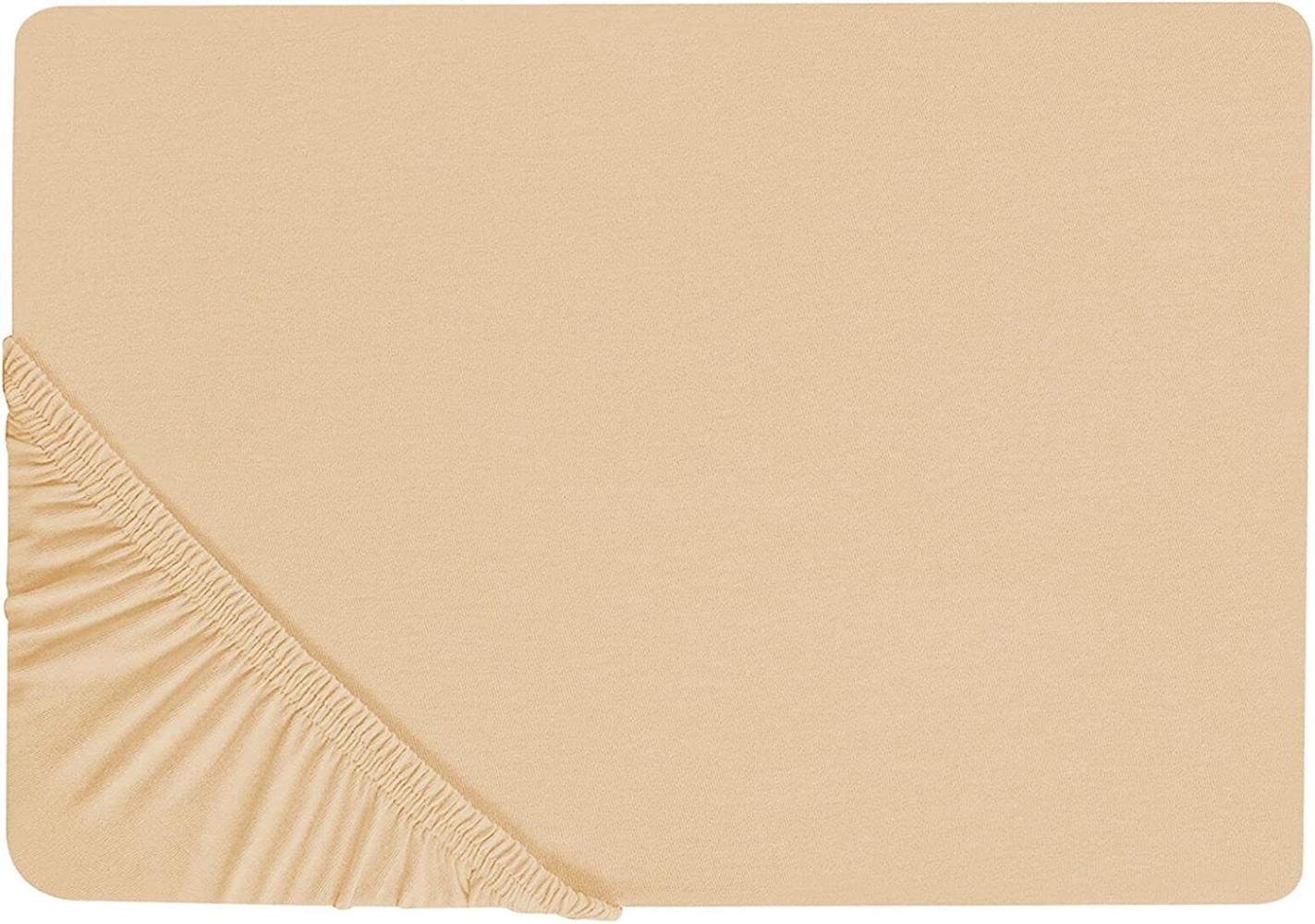 Spannbettlaken Baumwolle sandbeige 160 x 200 cm JANBU Bild 1