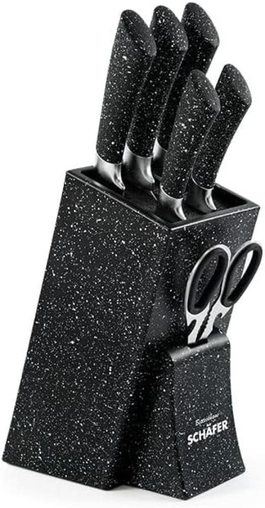 Schäfer Messerblock Messerset Marble Black (7tlg), ergonomische Softgriffe Bild 1
