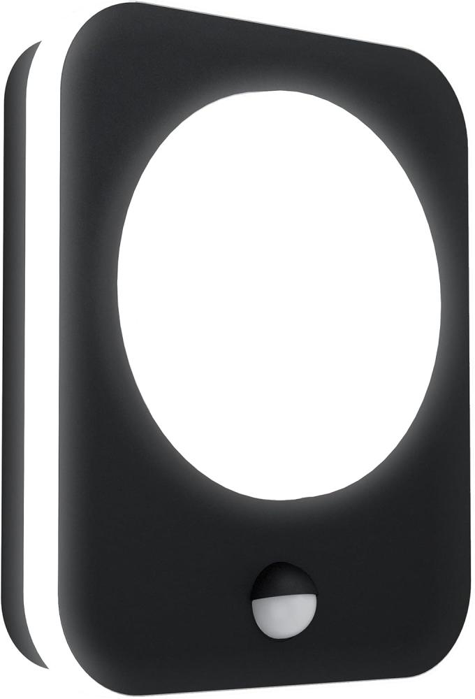 Eglo 99584 Wandleuchte MADRIZ Aluguss schwarz / Kunststoff weiß LxBxH: 23,0x5,0x19,0 cm IP44 3000K mit Sensor Bild 1