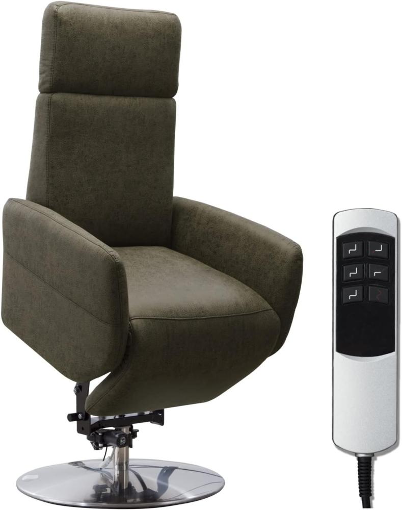 Cavadore 'Cobra' TV-Sessel/Fernsehsessel mit 2 E-Motoren, Akku und Aufstehhilfe/Relaxfunktion, Liegefunktion Olive Ergonomie S Bild 1