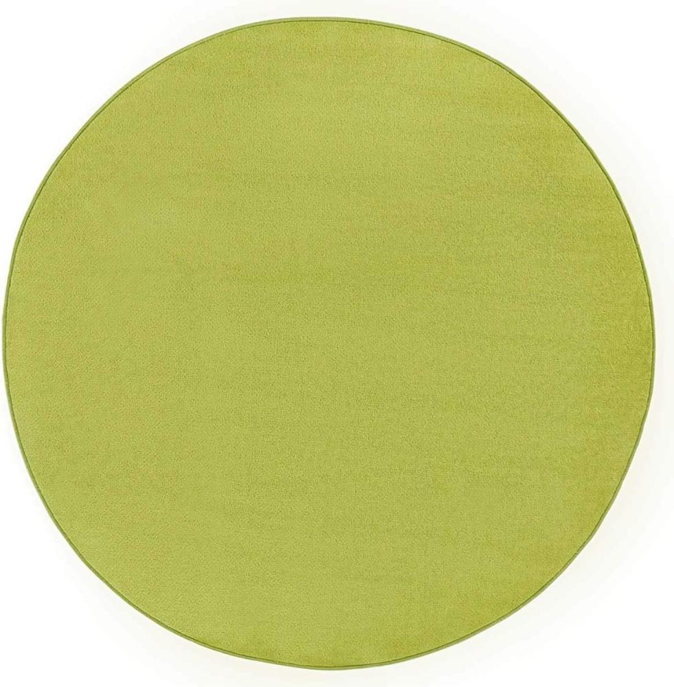 Runder Kurzflor Teppich Uni Fancy rund - grün - 133 cm Durchmesser Bild 1