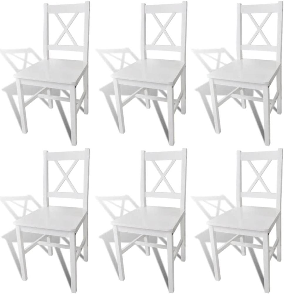 vidaXL Esszimmerstühle 6 Stk. Weiß Kiefernholz [271496] Bild 1