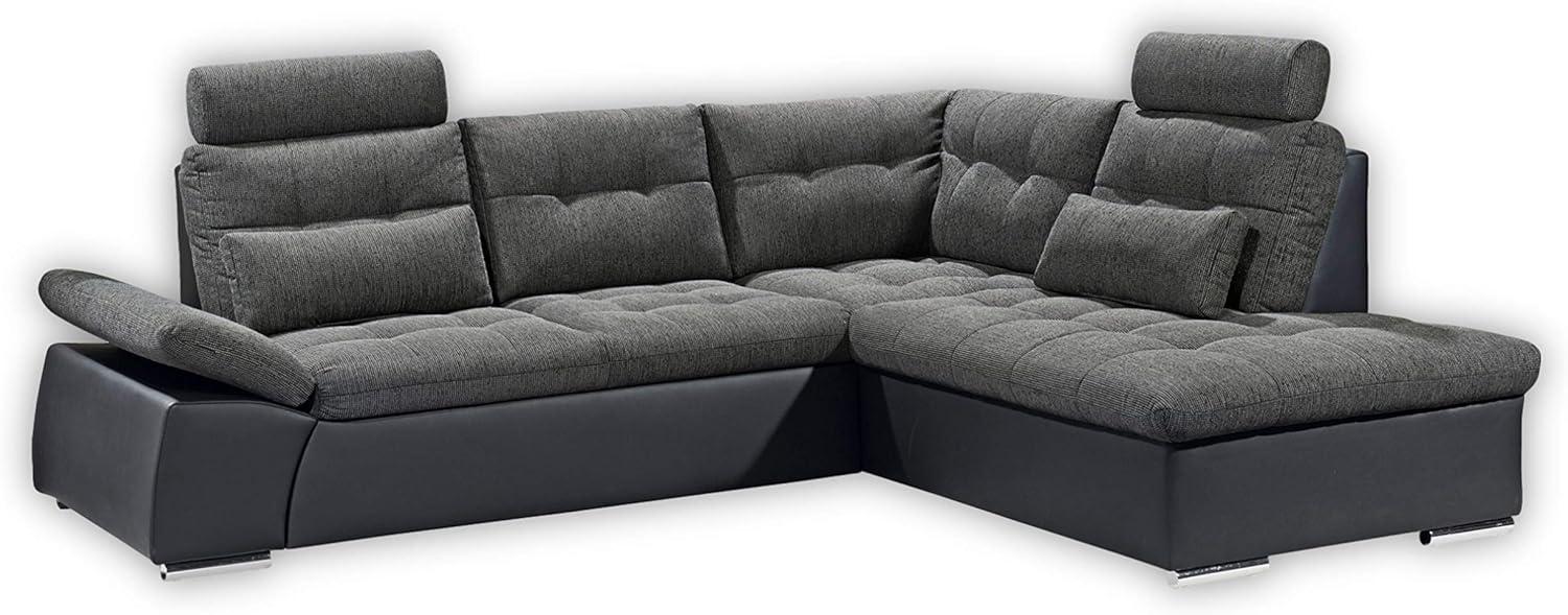 Ecksofa JAK Couch Schlafcouch Sofa Lederlook schwarz grau Ottomane rechts L-Form Bild 1