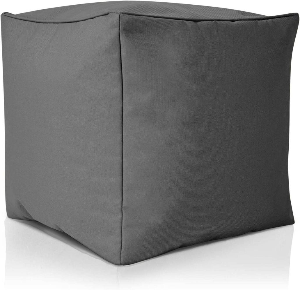 Green Bean© Sitzsack-Hocker "Cube" 40x40x40cm mit EPS-Perlen Füllung - Fußhocker Sitz-Pouf für Sitzsäcke - Sitzhocker Grau Bild 1